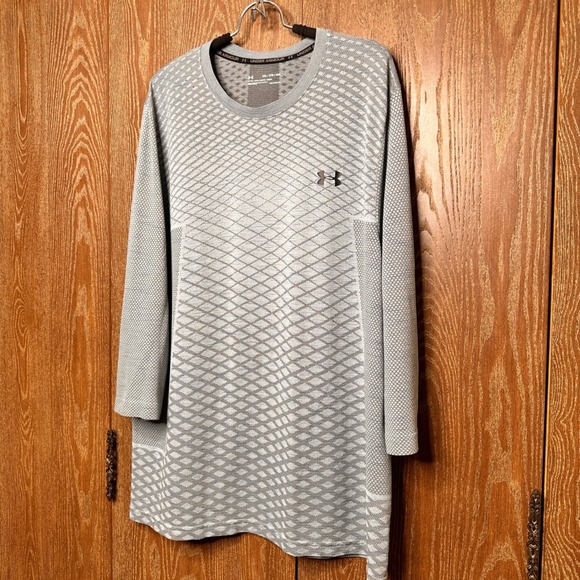 Under Armour HeatGear Fitted Long Sleeve Shirt Men's 2XL Heather Gray Athletic - Picture 2 of 8